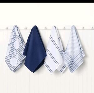 CARO HOME KITCHEN TOWELS LINGES 8 PIECES BLUE/WHITE Size 18" x 28"